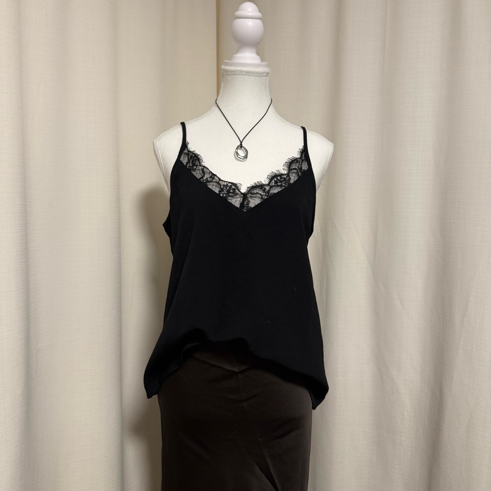 ZARA Black Lace Trim Cami Top
